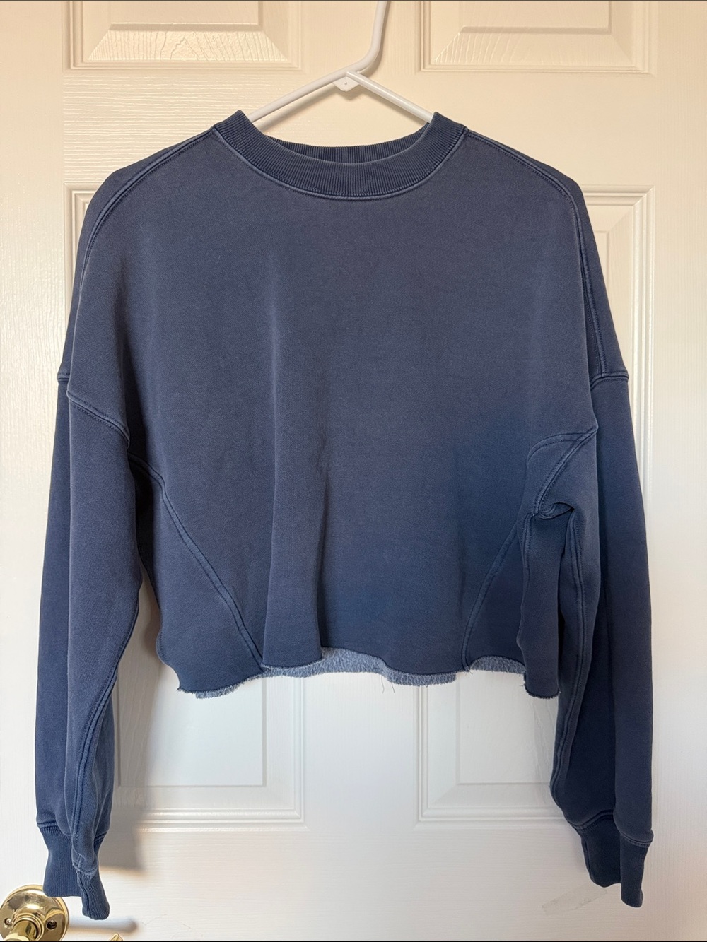 Abercrombie & Fitch Navy Cropped Crewneck Sweatshirt
